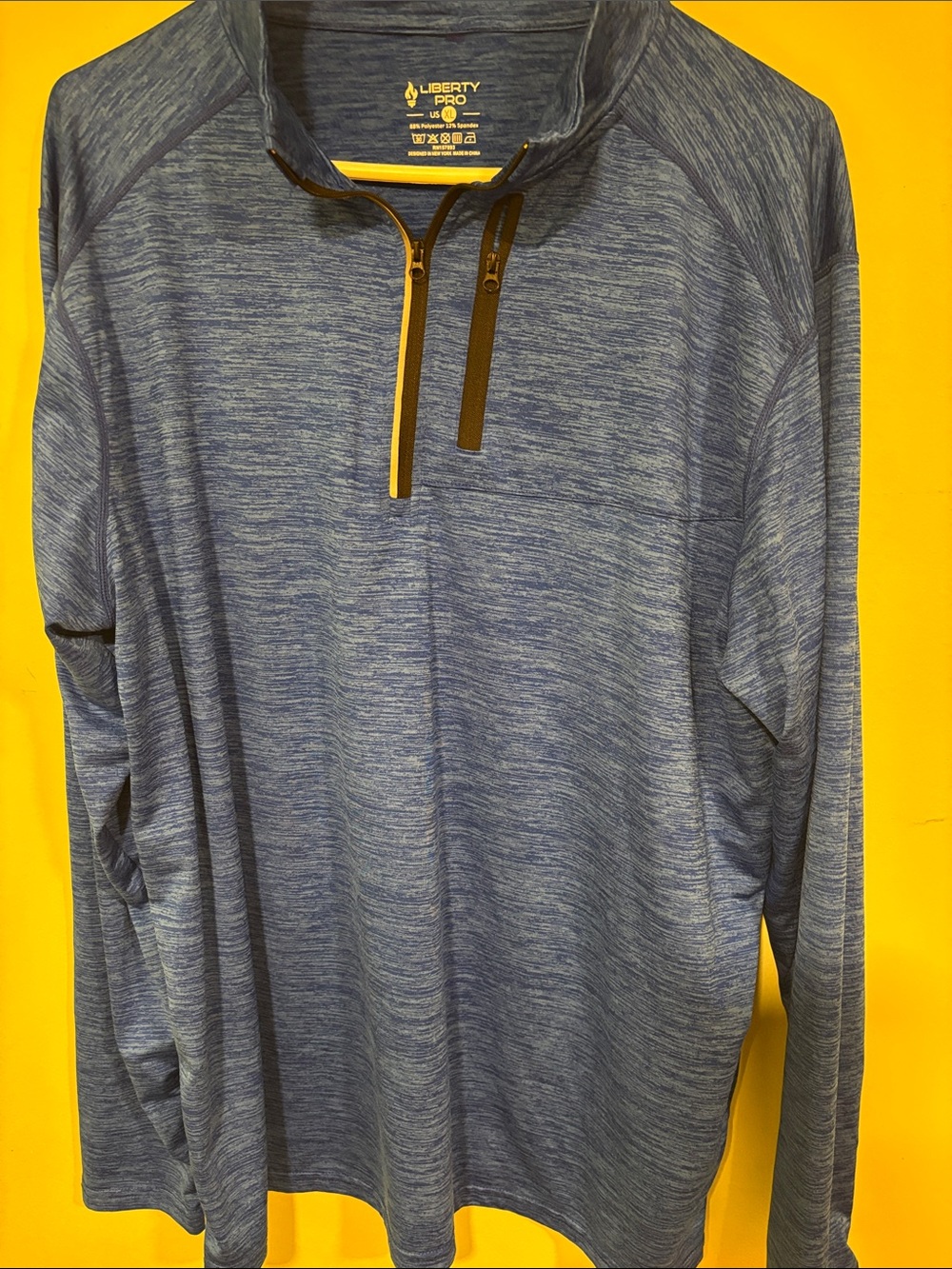 liberty Pro Men's Heathered Blue Quarter-Zip Pullover